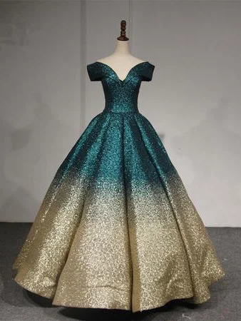 Inventory Reduction Sparkly Ombre Prom Dresses Off-the-shoulder V-neck Long Ball Gown Prom Dress JKL1200 Inventory Reduction Sparkly Ombre Prom Dresses Off-the-shoulder V-neck Long Ball Gown Prom Dress JKL1200