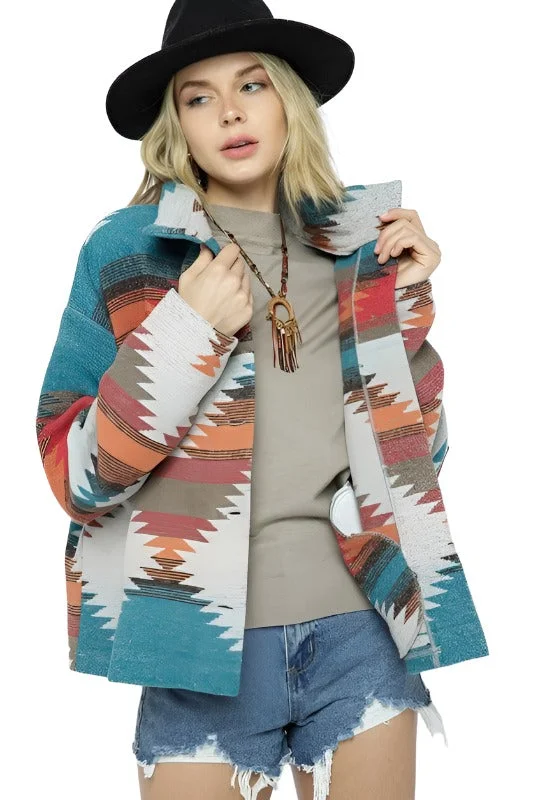 lightweight puffer jacketSoft Comfy Lightweight Aztec Pattern Jacket