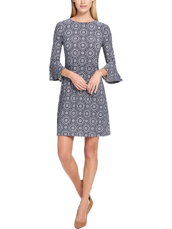 floral wrap dressPetites Womens Printed Knee Midi Dress