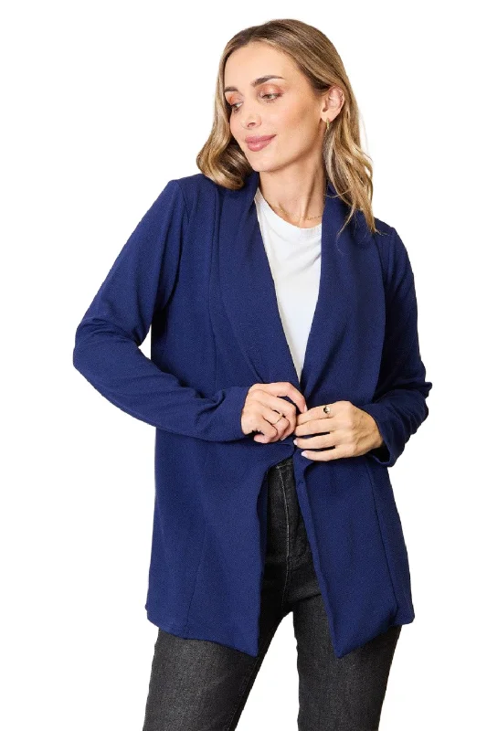 pullover jacketHeimish Full Size Statement Neck Open Front Blazer