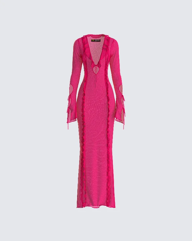 Big Discounts bodycon dressFlorence Magenta Mesh Maxi Dress