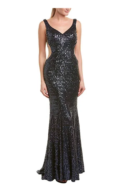 oversized dressSequin Evening Gown In Navy