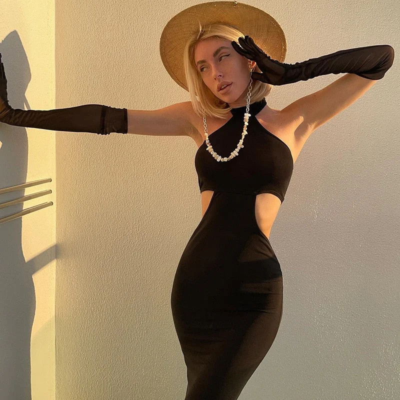 Limited Quantity office dressJessie Cut Out Halter Sexy Backless Party Club Maxi Dress
