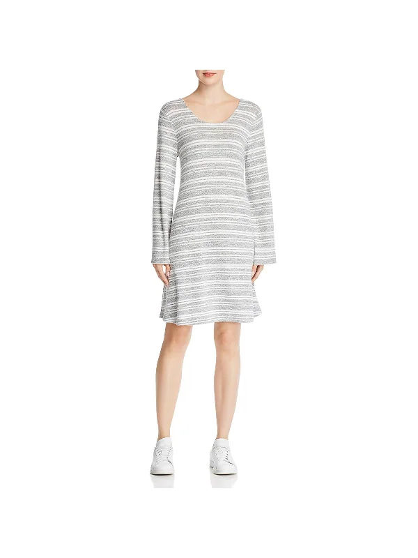 Mega Deal elegant dressWomens Striped Bell Sleeves Casual Dress