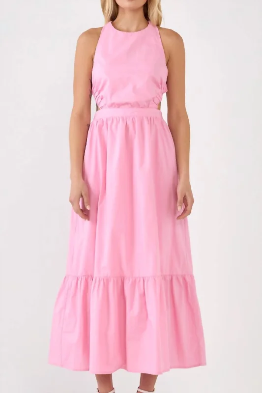 casual shift dressSleeveless Maxi Dress In Pink