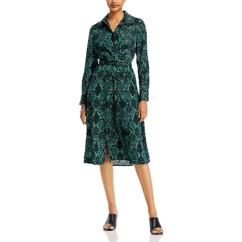 trendy dressKobi Halperin Womens Marina Snake Print Midi Shirtdress