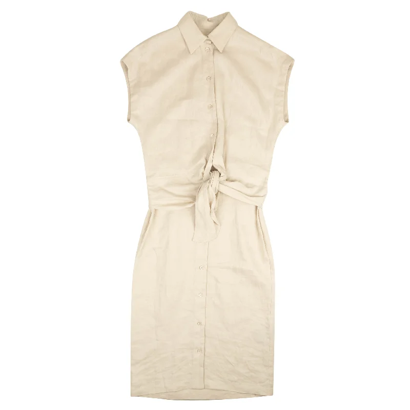 shift dressBeige Button Down Sleeveless Shirt Dress