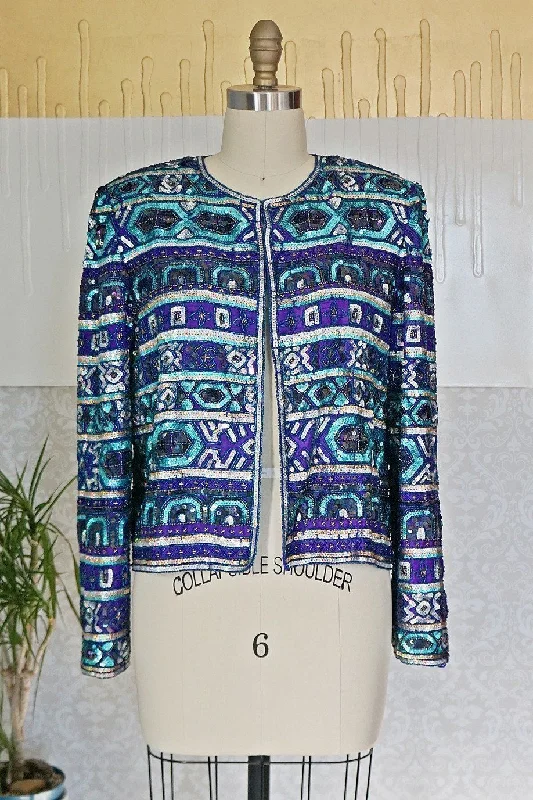 modern jacketVintage Silk Sequin Cocktail Jacket