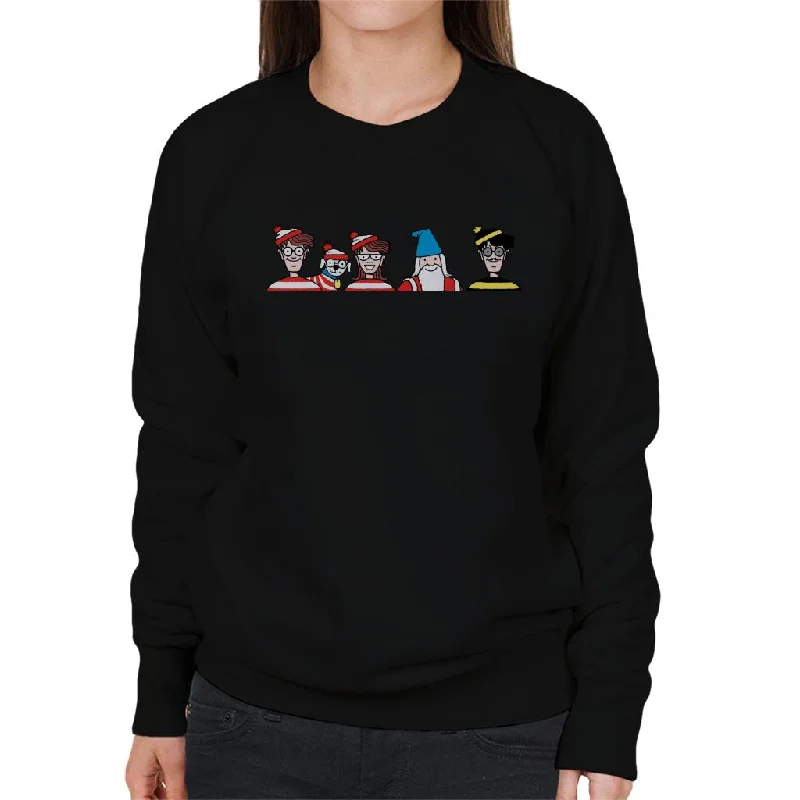 modern athletic hoodieWhere's Wally Character Heads Women's Sweatshirt