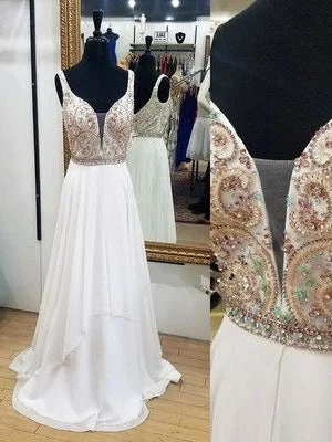 The Best Prices Long Prom Dresses A line Beading Chic Prom Dress Sexy Evening Dress JKL1009