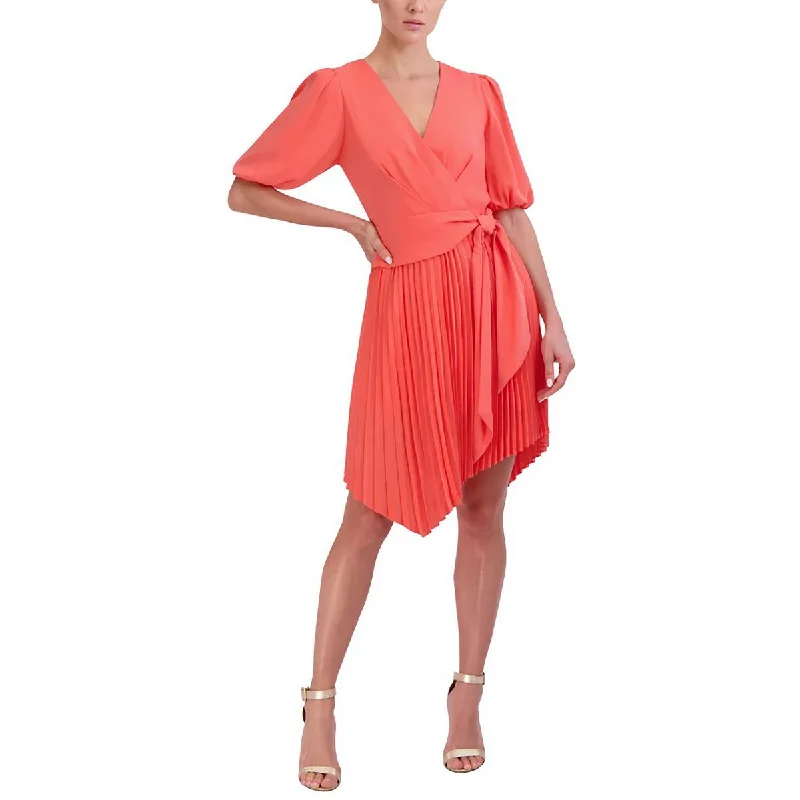 tiered dressBCBGMAXAZRIA Womens Faux Wrap Pleated Cocktail and Party Dress