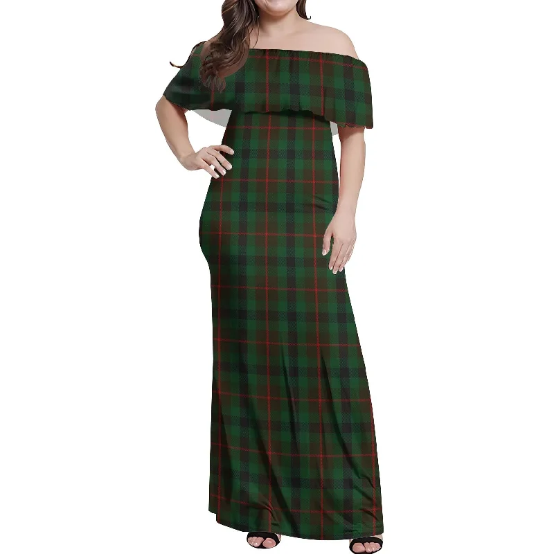 Hot Deal Tennant Tartan Off Shoulder Long Dress