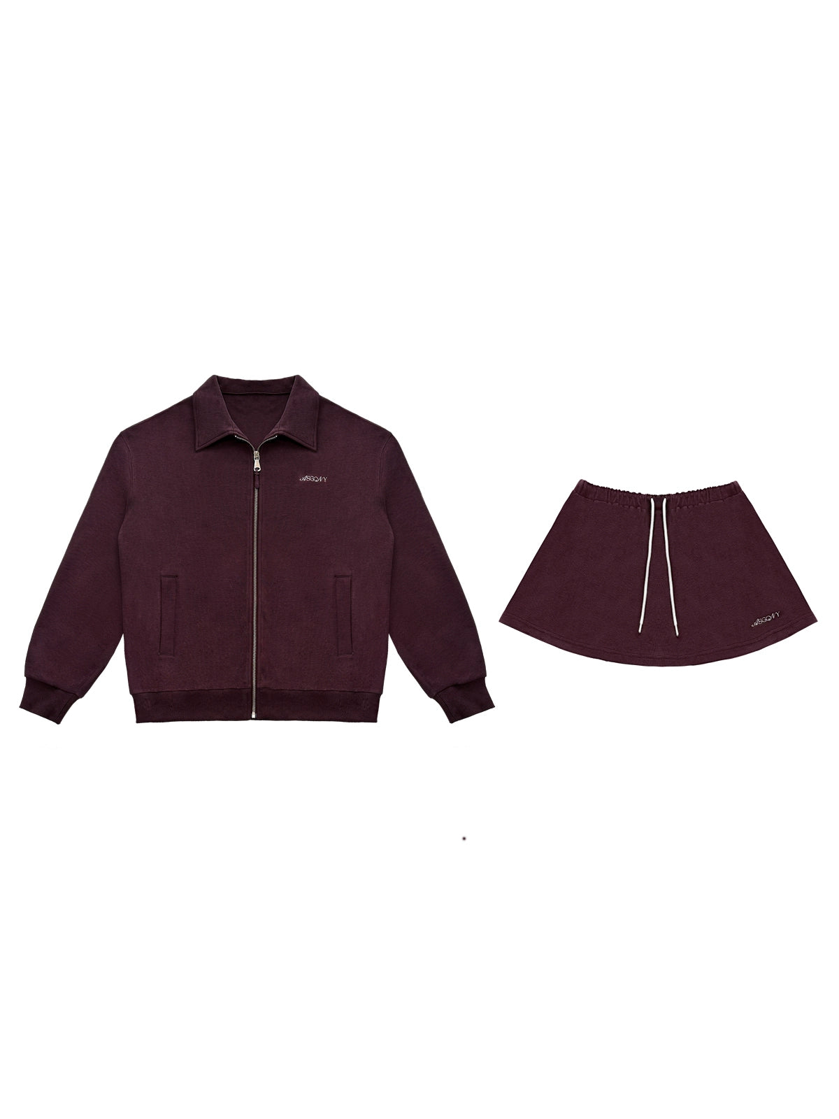 Burgundy jacket & shorts set