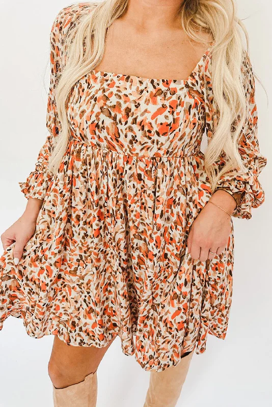 Major Savings off-the-shoulder dressMulticolour Abstract Print High Waist Square Neck Mini Dress