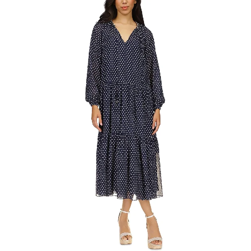 classic fit-and-flare dressMICHAEL Michael Kors Womens Chiffon Polka Dot Midi Dress