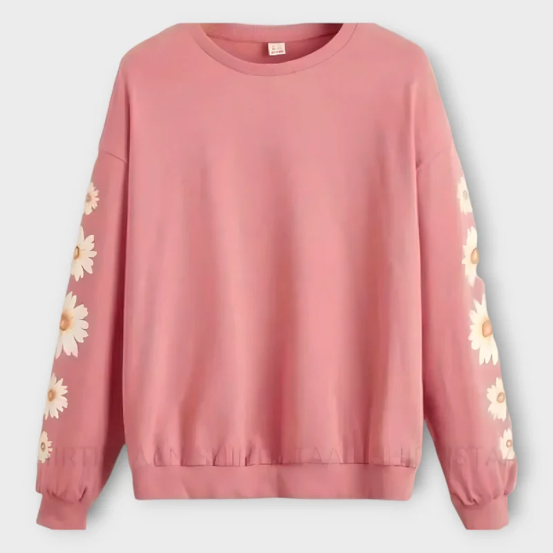 Massive Deals athletic style hoodieWinter Pink Flowers Printed Sweatshirt For Women's Massive Deals athletic style hoodieWinter Pink Flowers Printed Sweatshirt For Women's