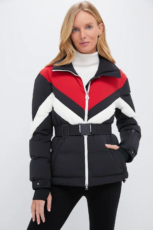 Savings Galore contemporary trench coatJet Black and Red JG Ski Parka