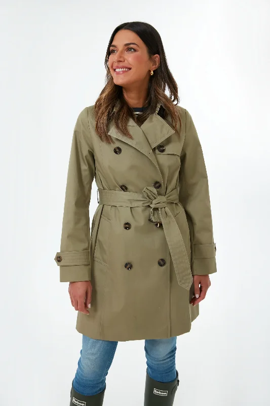 Final Markdown classic zip-up coatPoplar Green Short Greta Showerproof