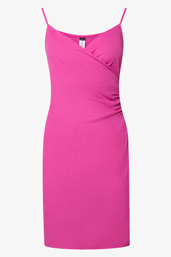 Last Chance minimalistic dressStrappy Wrap Crinkle Knit Dress Pink