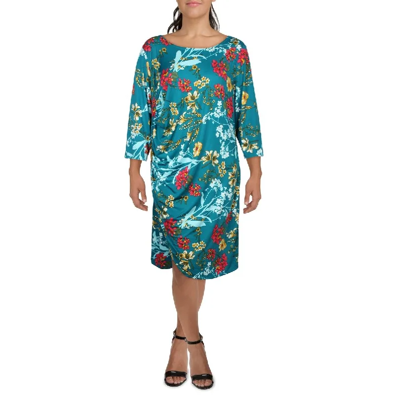 ashionable dress24seven Comfort Apparel Womens Plus Jersey Floral Print Sheath Dress