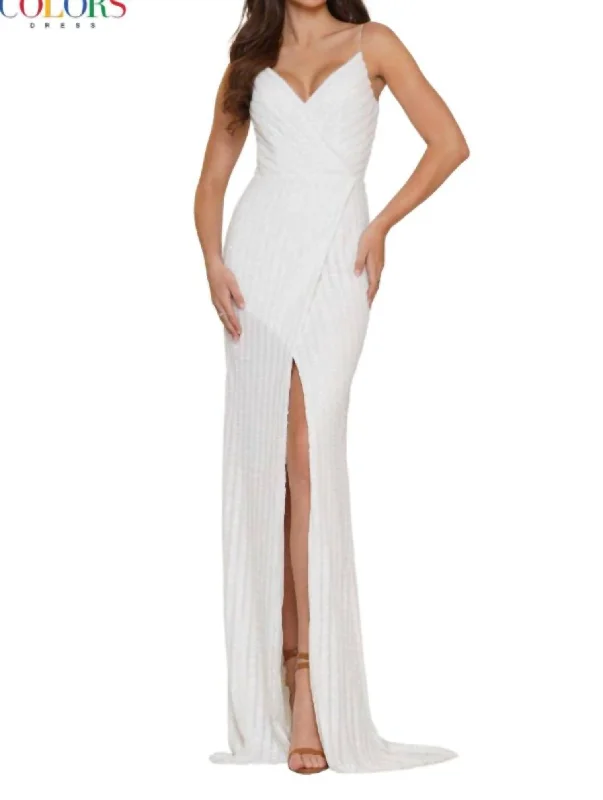 elegant shift dressEvening Gown In White