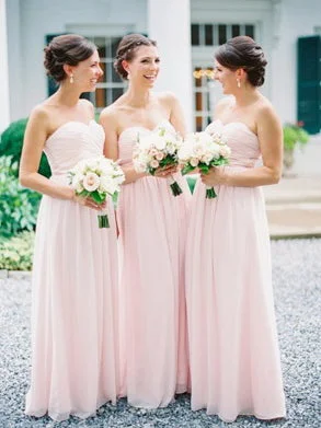 Price Rollback Pink Cheap Bridesmaid Dresses A Line Sweetheart Long Chiffon Bridesmaid Dresses JKB069 Price Rollback Pink Cheap Bridesmaid Dresses A Line Sweetheart Long Chiffon Bridesmaid Dresses JKB069