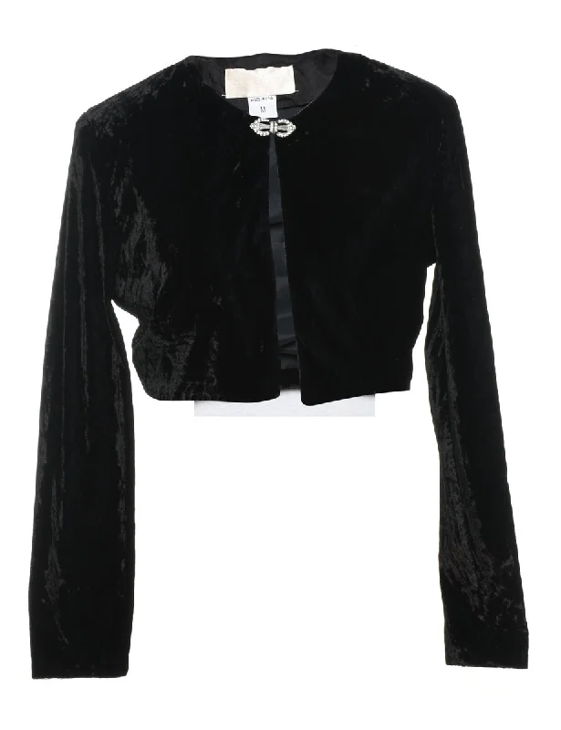 insulated jacketCropped Black Velvet Evening Jacket - M