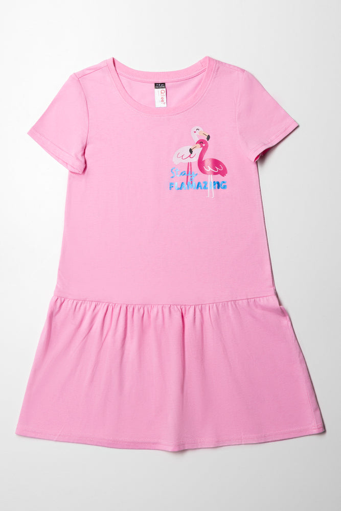 Super Deal sleeveless dressDropped Waist Tshirt Dress Mid Pink