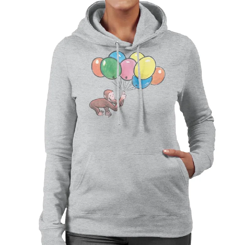 Limited Quantity premium zip-up hoodieCurious George Holding Balloons Women's Hooded Sweatshirt