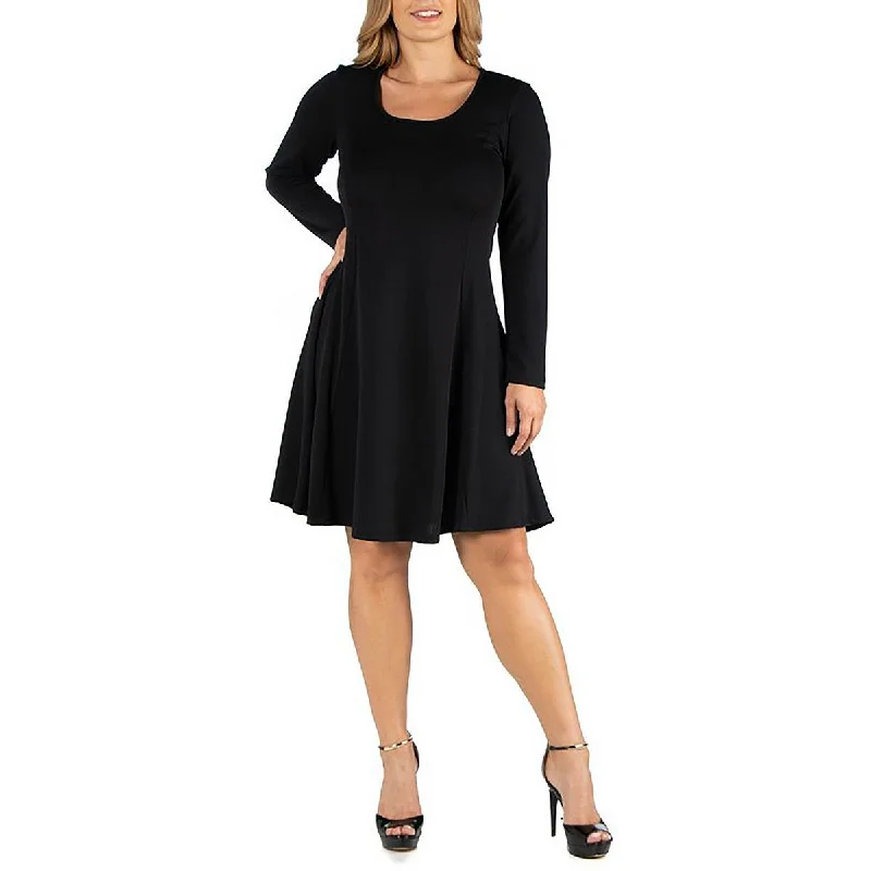 formal dress24seven Comfort Apparel Womens Plus Crepe Scoop Neck Midi Dress