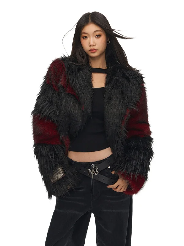 chic jacketLoose Silhouette Large Lapel Patchwork Coat