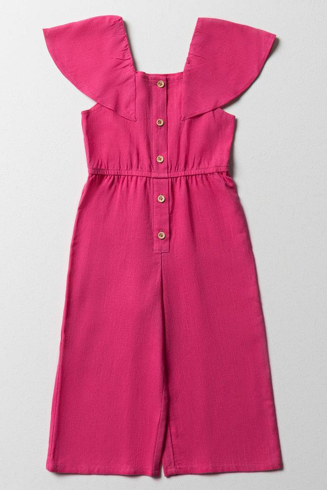 Can't Miss boho dressFrill Sleeve Jumpsuit Bright Pink