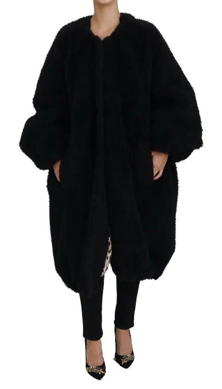 functional jacketDolce & Gabbana Cashmere Blend Faux Fur Coat Jacket