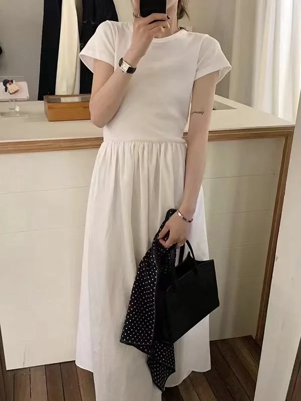 Price Blitz evening dressVibeMartini-Casual Round Neck Short-Sleeved Dress