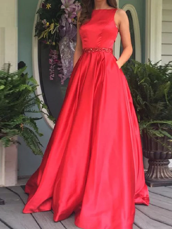 Best Deals Beautiful Prom Dresses Bateau Beading Floor-length A Line Long Prom Dress JKL834