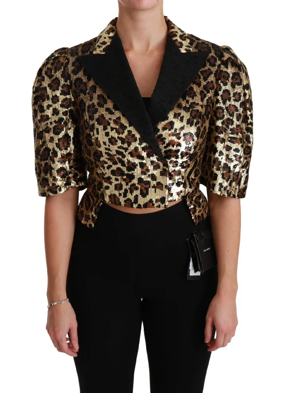 premium outdoor jacketDolce & Gabbana Leopard Sequined Jacket