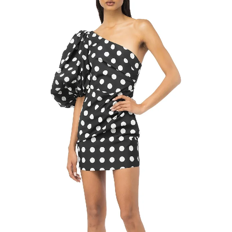 casual day dressPINKO Womens Polka Dot One Shoulder Mini Dress