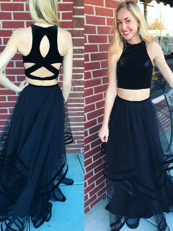 Price Smash Two Piece Prom Dresses Simple Flowy Aline Velet Long Black Cheap Prom Dress JKL1098 Price Smash Two Piece Prom Dresses Simple Flowy Aline Velet Long Black Cheap Prom Dress JKL1098