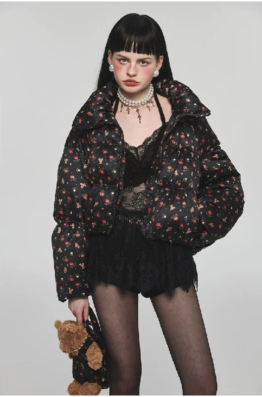 Seasonal Clearance casual coatFloral 90% Duck Down Puffer Coat
