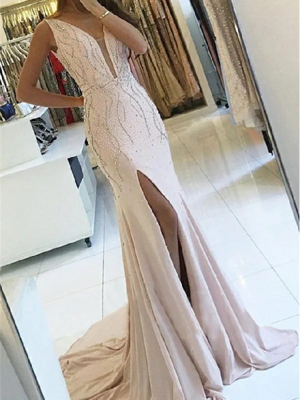Overstock Mermaid Prom Dresses Straps Beading Sparkly Pink Prom Dress Long Evening Dress JKL851 Overstock Mermaid Prom Dresses Straps Beading Sparkly Pink Prom Dress Long Evening Dress JKL851