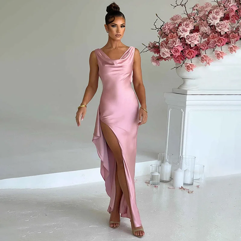 Markdowns chic slip dressJune High Split Long Dress