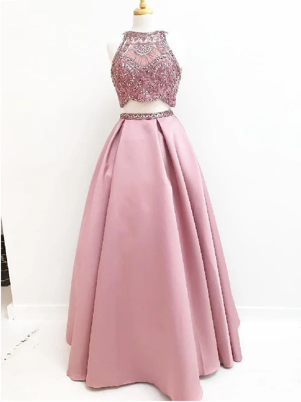 Low Prices Two Piece Prom Dresses Scoop A-line Sparkly Satin Long Beading Prom Dress JKL925 Low Prices Two Piece Prom Dresses Scoop A-line Sparkly Satin Long Beading Prom Dress JKL925