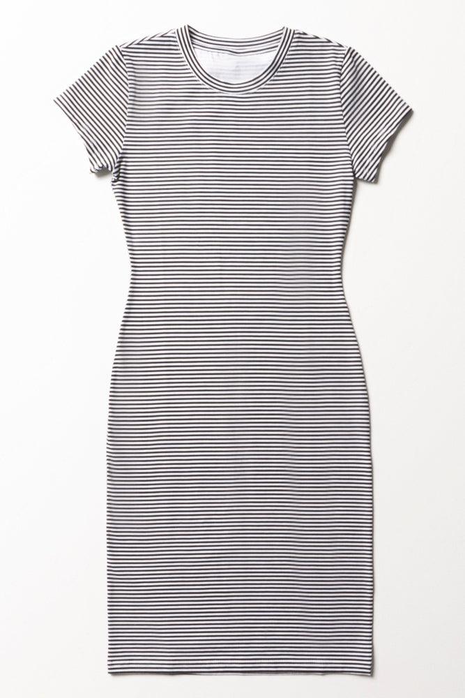 Quick Sale comfy dressStripe Short Sleeve Bodycon Dress White
