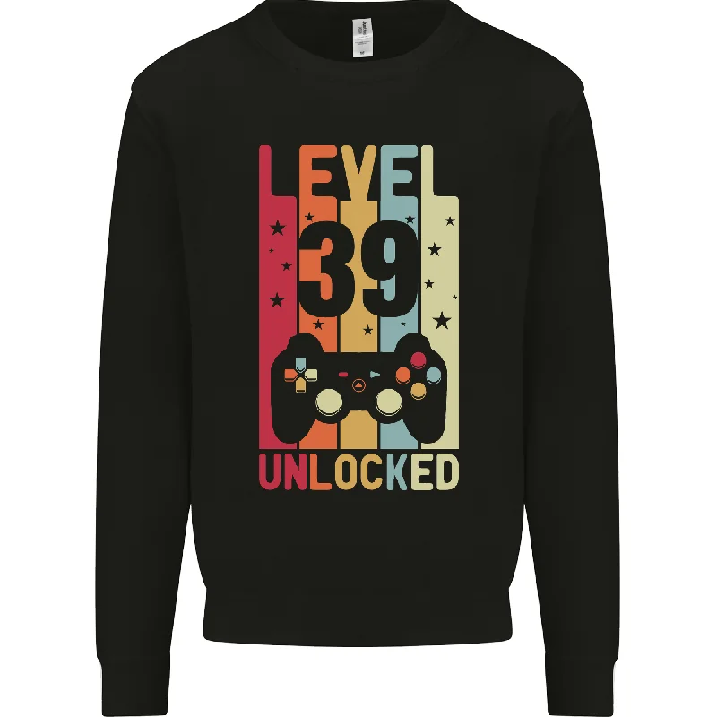 fitness hoodie for training39th Birthday Gamer Level Up Sweatshirt - 39 Year Old Gaming Mens Jumper