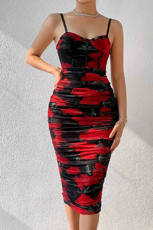Price Buster comfy maxi dressFloral Printed Rushed Bodycon Cami Dress