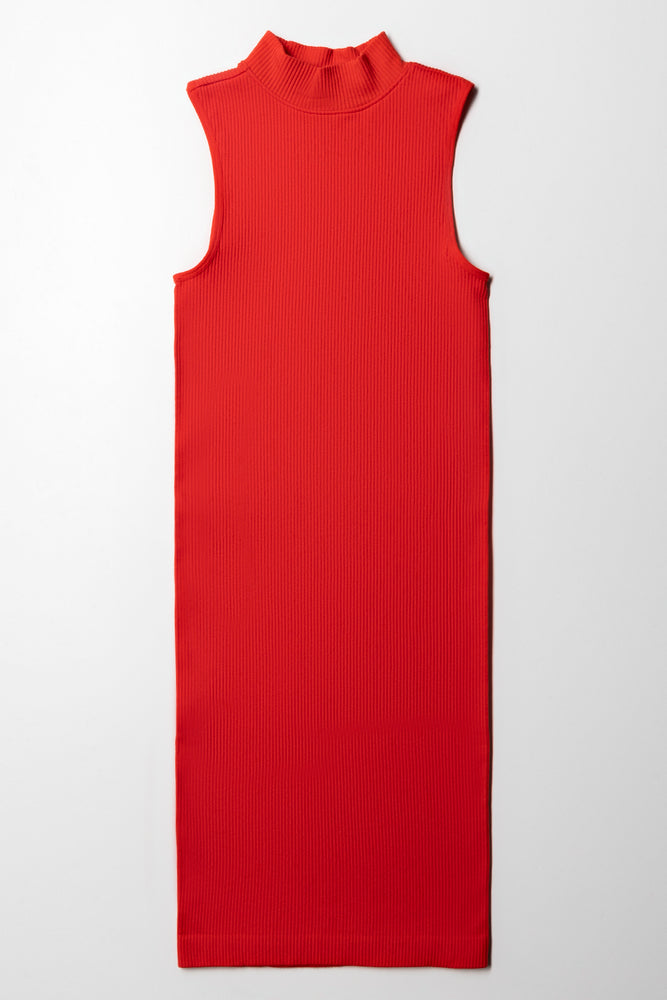 Extra Savings floral wrap dressSeamless Turtle Neck Sleeveless Dress Red