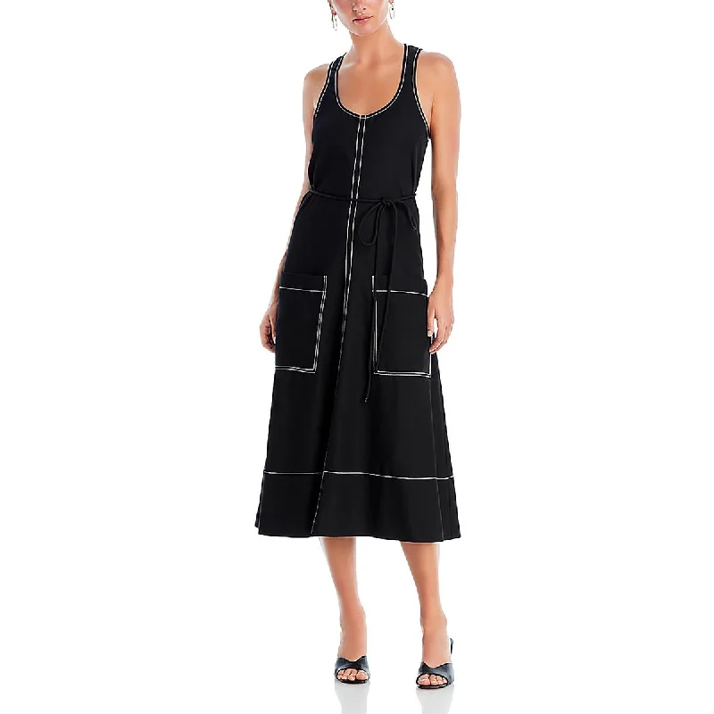 one-shoulder dressProenza Schouler Womens Lucy Sleeveless Belted Fit & Flare Dress