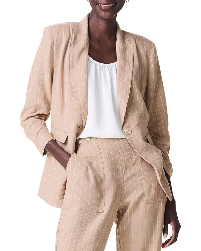 Online Only graphic coatNic+Zoe Central Park Scrunch Sleeve Linen-Blend Jacket