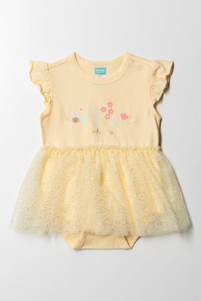 Bargain Blast puff sleeve dressFlower Styled Occasion Dress Yellow
