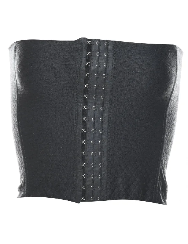 lightweight jacketPlain Black Boned Corset - S